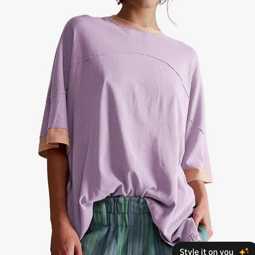 Casual Lavender Short Sleeve Top